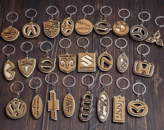 Laser Cut Wood Car Keychains Free Vector File, Free Vectors File