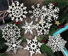 Laser Cut Wood Snowflake Ornaments Tree Hanging Decorations Free Vector File
