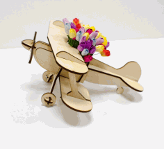 Laser Cut Wooden Airplane Model Flower Stand Plant Pot Free Vector File