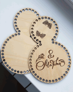 Laser Cut Wooden Basket Bottoms For Crochet Women Day 8 March Gift Free Vector File