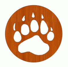 Laser Cut Wooden Bear Paw Free Vector File