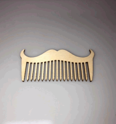Laser Cut Wooden Beard And Moustache Comb Free Vector File