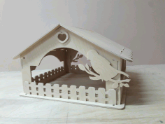 Laser Cut Wooden Bird House Bird Feeder Free DXF File
