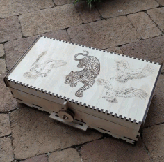 Laser Cut Wooden Box With Lid Lion Engrave Free Vector File