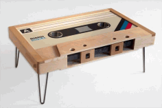 Laser Cut Wooden Cassette Tape Coffee Table Free Vector File