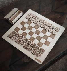 Laser Cut Wooden Chess Board And Pieces Free Vector File