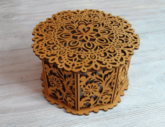 Laser Cut Wooden Decorative Octagon Gift Box Jewelry Storage Box Free Vector File