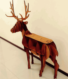 Laser Cut Wooden Deer Stand Table Display Shelf Free Vector File