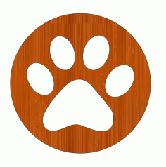 Laser Cut Wooden Dog Paw In Circle Free Vector File
