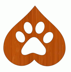 Laser Cut Wooden Dog Paw Spade Free Vector File