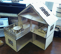 Laser Cut Wooden Dollhouse For Kids Free DXF File