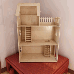 Laser Cut Wooden Dollhouse With 3 Floors Free DXF File