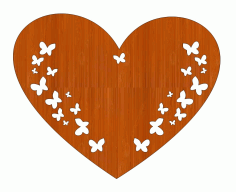 Laser Cut Wooden Heart Shaped Butterflies Cutout Free Vector File