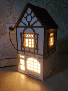 Laser Cut Wooden Home Lamp Puzzle Model Cnc Free DXF File