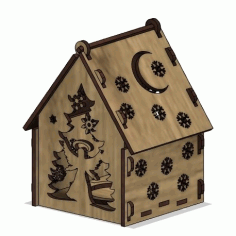 Laser Cut Wooden House Free Vector File, Free Vectors File