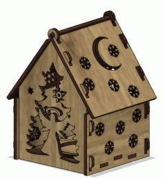 Laser cut Wooden House Model Free Vector File