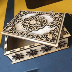 Laser Cut Wooden Intricate Jewelry Box Wedding Gift Box Plywood 4mm Free Vector File