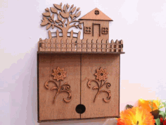 Laser Cut Wooden Key Storage Cabinet Key Holder Box 3mm Free Vector File, Free Vectors File