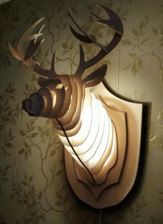 Laser Cut Wooden Light Decorative Deer Head Free Vector File