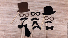 Laser Cut Wooden Mustache Hat Glasses On Stick Free Vector File