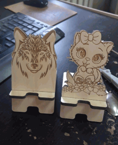 Laser Cut Wooden Phone Stand Creative Cute Phone Holder Free Vector File