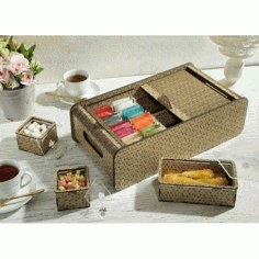 Laser Cut Wooden Puzzle Tea Bag Organizer Box Free Vector File, Free Vectors File