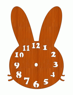 Laser Cut Wooden Rabbit Head Wall Clock Free Vector File