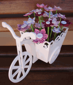 Laser Cut Wooden Tricycle Flower Basket Free Vector File