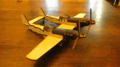 Laser Cut Wooden Twin Mustang Double Propeller Plane Template Free DXF File