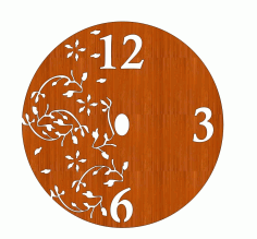 Laser Cut Wooden Wall Clock Leaf Design Free Vector File