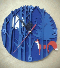 Laser Cut Woodland Clock Free Vector File, Free Vectors File