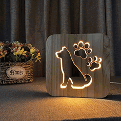 Lasercut 3d Dog Wooden Night Light Lamp Free DXF File
