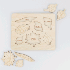 Leaf Puzzle Wooden Learning Toys For Kids For Laser Cut Free Vector File