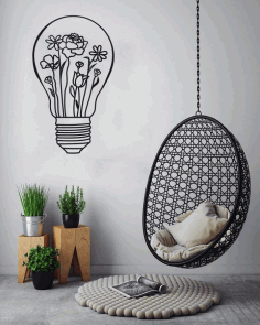Light Bulb Wall Art Decal For Laser Cutting Free Vector File