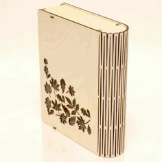 Living Hinge Book Box With Flower Cutout Design Laser Cut Free Vector File, Free Vectors File