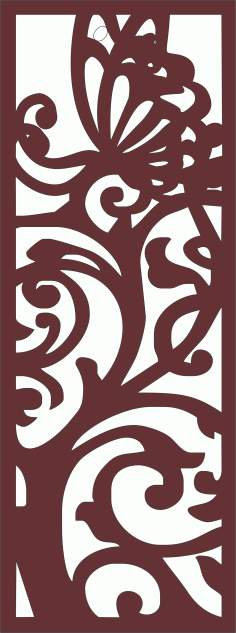 Living Room Screen Floral Seamless Design Cnc Laser Cutting Free DXF File