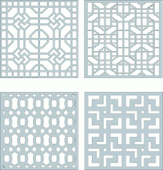 Living Room Seamless Floral Lattice Stencil Set For Laser Cut Free Vector File