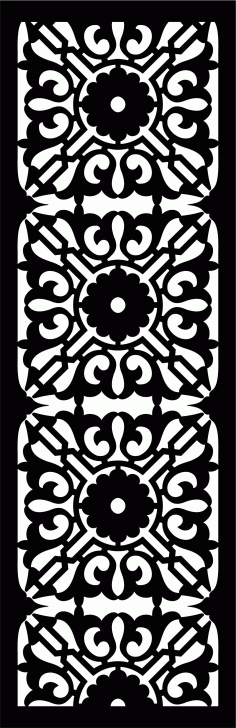 Living Room Seamless Floral Screen Art For Laser Cutting Free DXF File