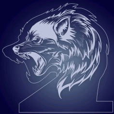 Lone Wolf Night Light Lamp For Laser Cut Free Vector File