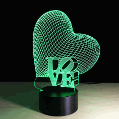 Love Heart Night Light 3d Illusion Free Vector File