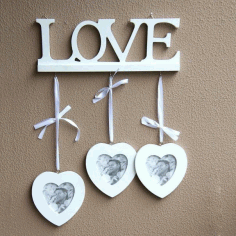 Love Heart Wall Hanging Photo Frames Set For Laser Cut Free Vector File