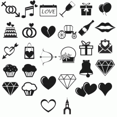 Love Icons Vector Set For Laser Cut Free Vector File