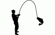 Man Fishing Silhouette Free DXF File