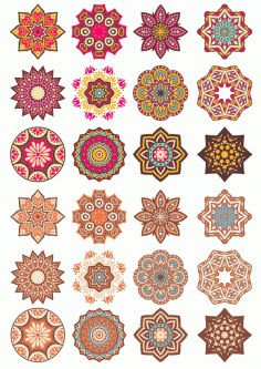 Mandala Pattern Doodle Round Ornaments (2) Free Vector File