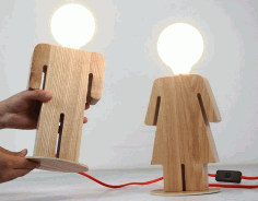 Men And Women Wooden Lamp For Laser Cutting Free DXF File