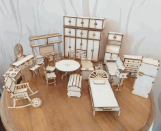 Miniature Dollhouse Furniture Set For Laser Cutting Free Vector File