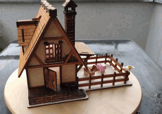 Model Of A Medieval House Made Of plywood. Drawings For Laser Cutting Free DXF File