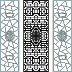 Modern Privacy Partition Indoor Panel Lattice Set For Laser Cut Free Vector File