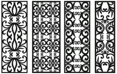 Modern Privacy Partition Panel Room Divider Floral Lattice Stencil Patterns Set For Laser Cut Free Vector File