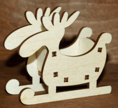 Moose Sleigh Christmas Ornament Laser Cut Free Vector File